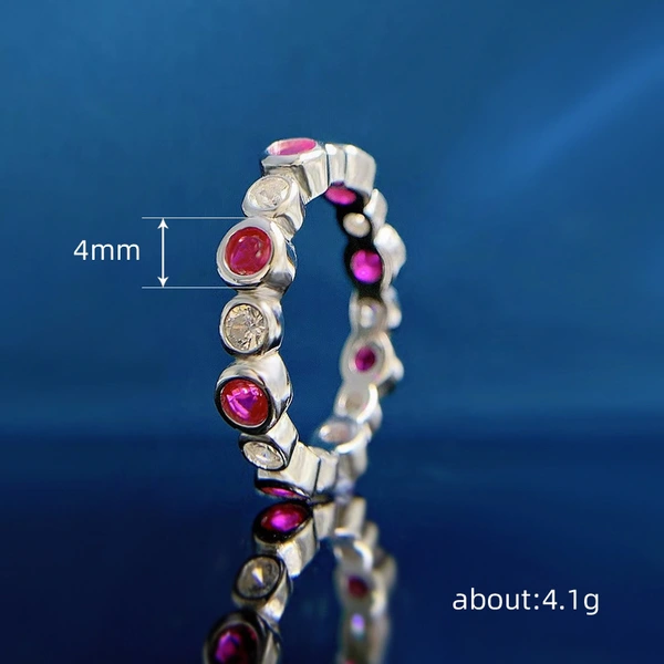  New round ring geometric shape wrong color micro inlaid index finger ring simple and versatile temperament ring