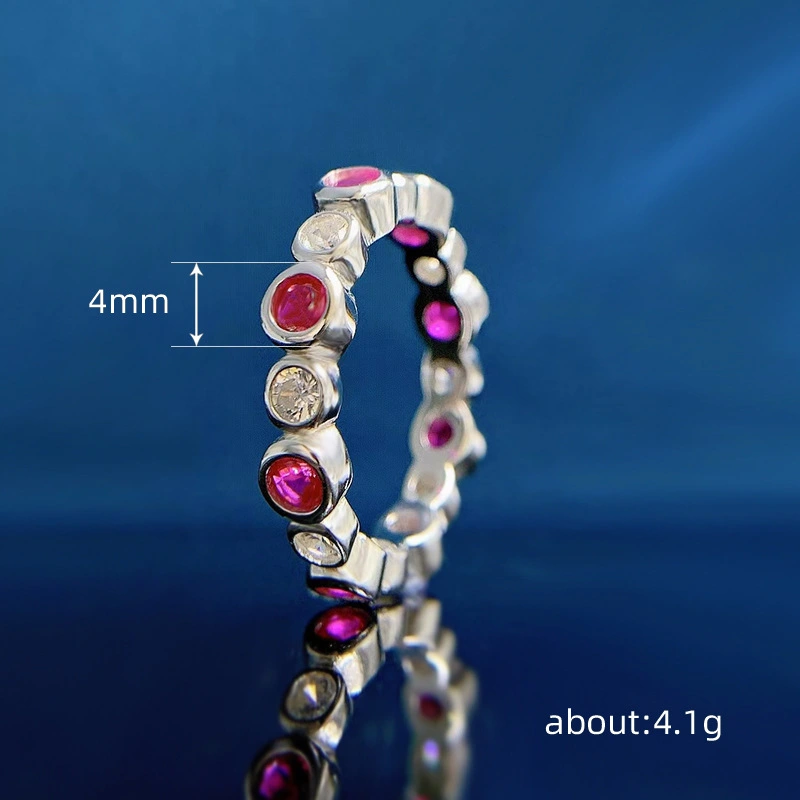  New round ring geometric shape wrong color micro inlaid index finger ring simple and versatile temperament ring