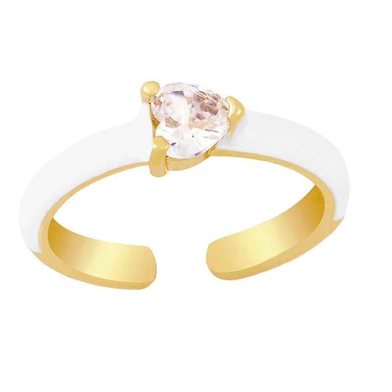 Clearance European and American new love heart zircon ring net celebrity niche design sense drop oil ring female rin18