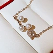 Trendy Japanese and Korean style necklace, creative rose imitation pearl necklace for women, exquisite zircon clavicle chain