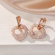  Micro-inlaid zircon sparkling earrings for women, fashionable heart hollow design earrings, sweet style for daily wear