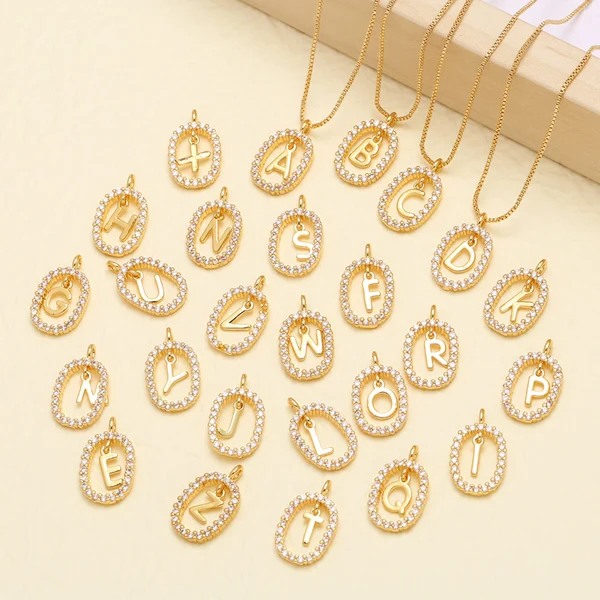 AS jewelry new style inlaid zircon 26 English letters necklace female gold-plated clavicle chain nka019