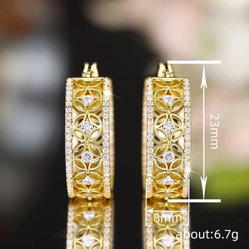  European style French earrings, horse eye flower butterfly jewelry, elegant and light luxury style earrings