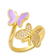 Clearance niche design double butterfly oil drop zircon ring open ring female versatile index finger ring wholesale riq68