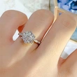  High-end snowflake-shaped zircon ring for women, shiny and light luxury style, engagement ring, wedding gift jewelry