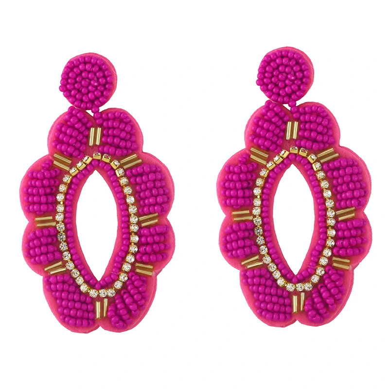 INS ethnic style earrings women's handmade beaded colored rice beads Bohemian tassel earrings European and American earrings erx91