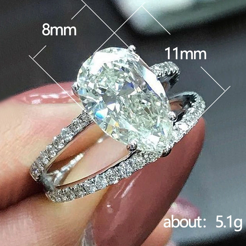 Hot selling new pear-shaped teardrop zircon double line single ring female European and American engagement ring special supply