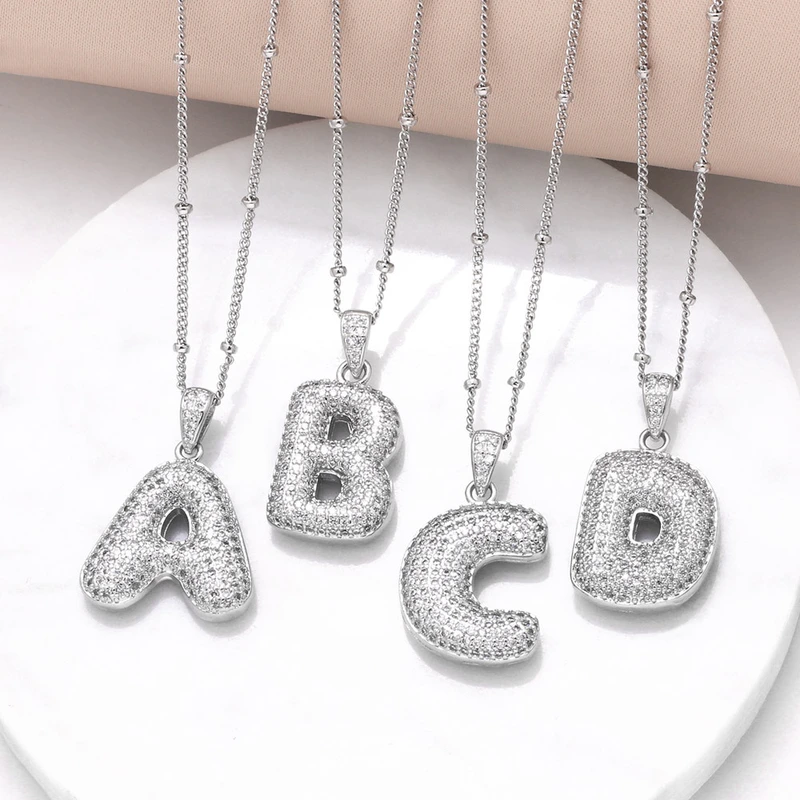 AS jewelry 26 English letters necklace female gold-plated full zircon clavicle chain nkn71