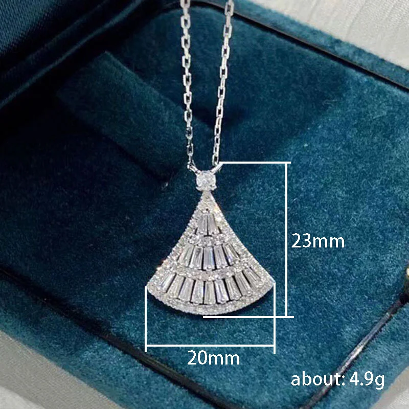 Hot-selling skirt fan-shaped necklace ladder square diamond small skirt light luxury style evening elegant fashion accessories