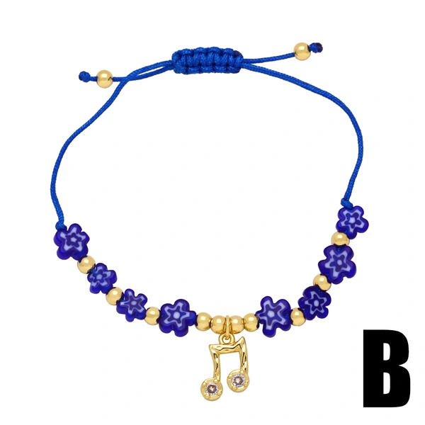 Clearance style colorful cute flower bracelet couple girlfriends handmade beaded musical note bear hand jewelry female brj85