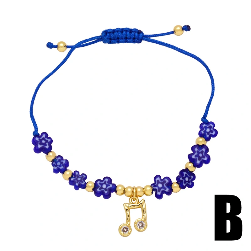 Clearance style colorful cute flower bracelet couple girlfriends handmade beaded musical note bear hand jewelry female brj85