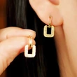   Live broadcast of simple geometric earrings hollow square micro-inlaid zircon jewelry ladies exquisite jewelry