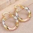 Japanese and Korean gentle style spiral earrings for women metal painting oil three-color jewelry holiday style popular jewelry