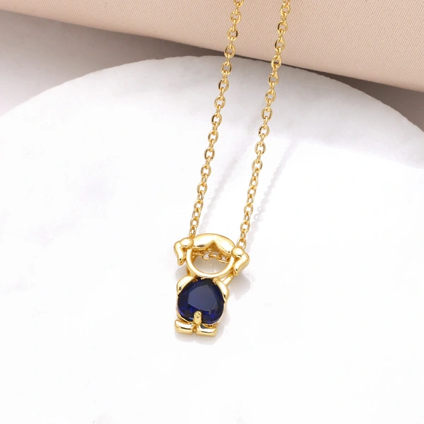 AS jewelry girl pendant necklace copper plated real gold heart-shaped zircon clavicle chain nka031