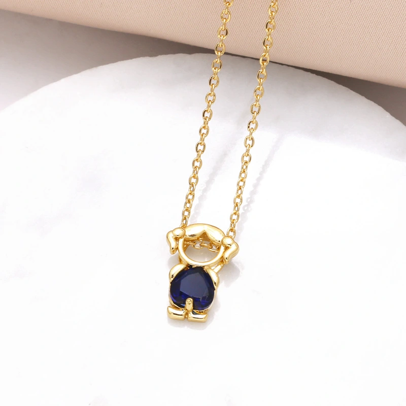 AS jewelry girl pendant necklace copper plated real gold heart-shaped zircon clavicle chain nka031
