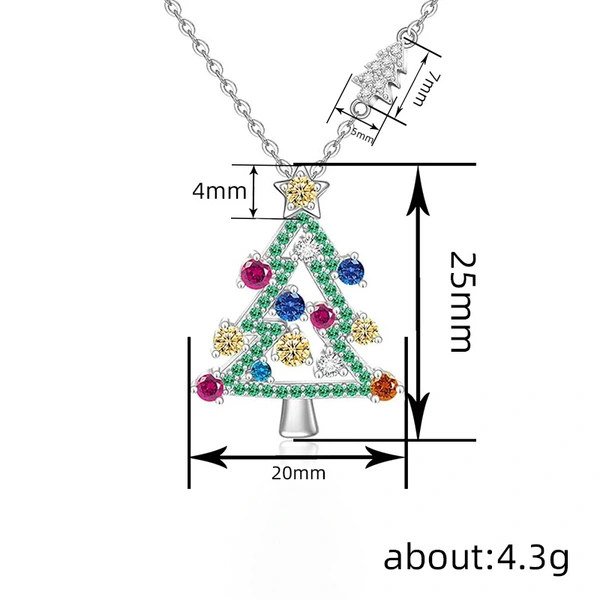  Cute and colorful Christmas tree pendant necklace, fashionable holiday jewelry matching exquisite trendy Christmas style