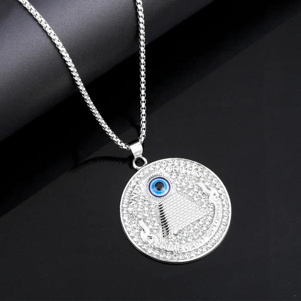 European and American new devil eye necklace men's trendy hip-hop long necklace pendant alloy jewelry nkt37