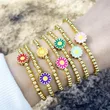 Clearance European and American style gold beaded simple colorful daisy bracelet handmade bre85