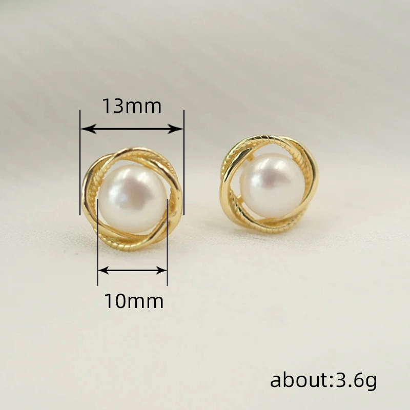  Korean version of simple niche imitation pearl earrings twisted flower flower earrings retro Hong Kong style French earrings