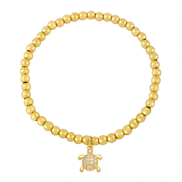 Niche design color-preserving gold bead bracelet angel turtle leaf pendant bracelet student girlfriend bracelet bra56