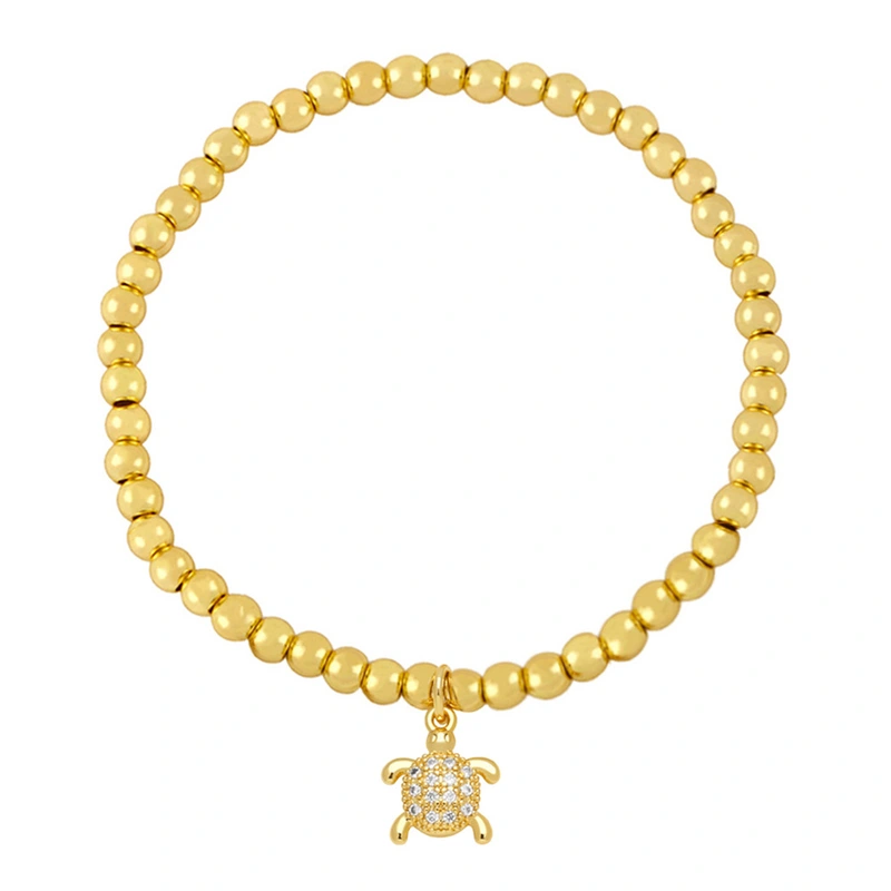 Niche design color-preserving gold bead bracelet angel turtle leaf pendant bracelet student girlfriend bracelet bra56