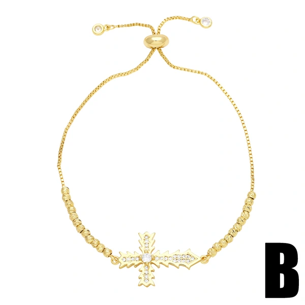 2023 new heart-shaped cross zircon bracelet female European and American fashion simple personality bracelet hand jewelry brb42