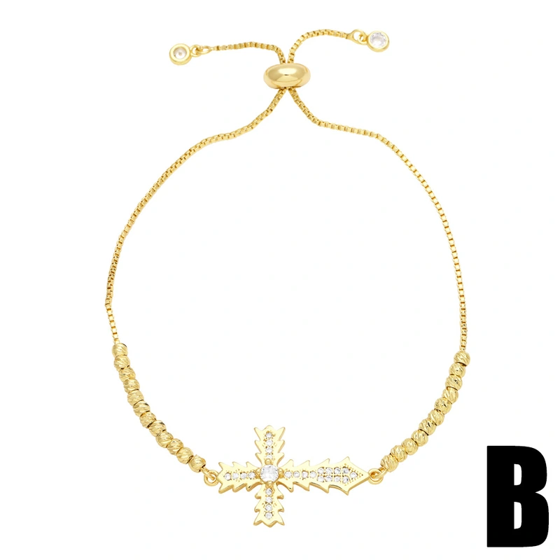 2023 new heart-shaped cross zircon bracelet female European and American fashion simple personality bracelet hand jewelry brb42