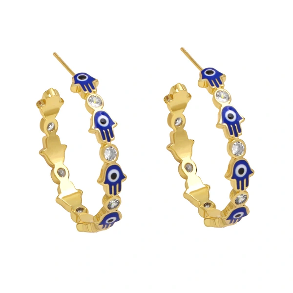 Clearance European and American style retro Fatima hand earrings female trendy personality color drop oil C shape earrings ers99