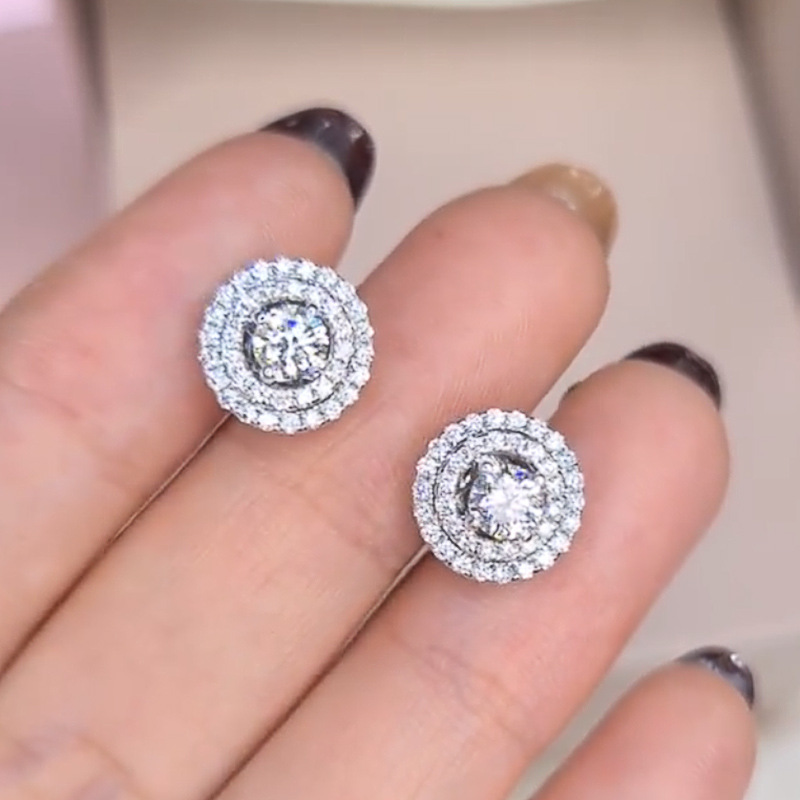 Specially supply new earrings full of round diamond zircon earrings for women European and American women's zircon earrings