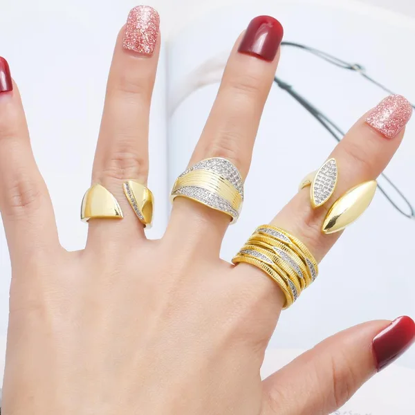 AS jewelry Europe and the United States hot selling two-color irregular open ring women's gold-plated exaggerated ring riq44