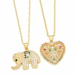 Love necklace women's colored zircon elephant pendant European and American style retro personality all-match clavicle chain nks85