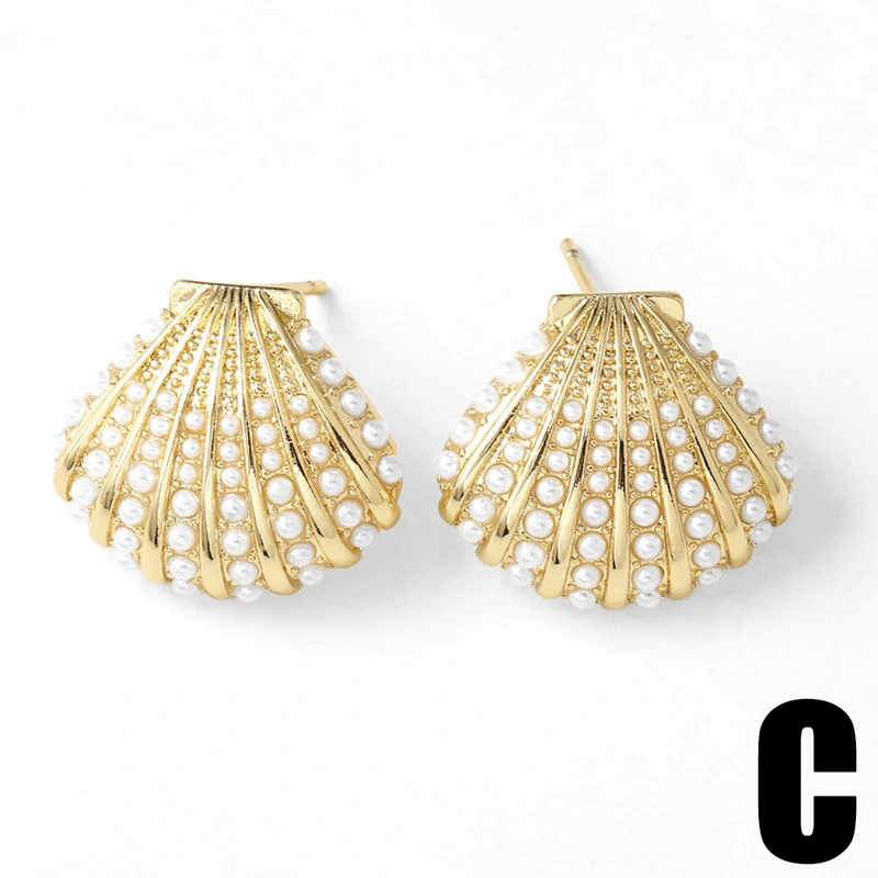 AS jewelry inlaid pearl shell copper plated 18k gold earrings earrings earrings female era235