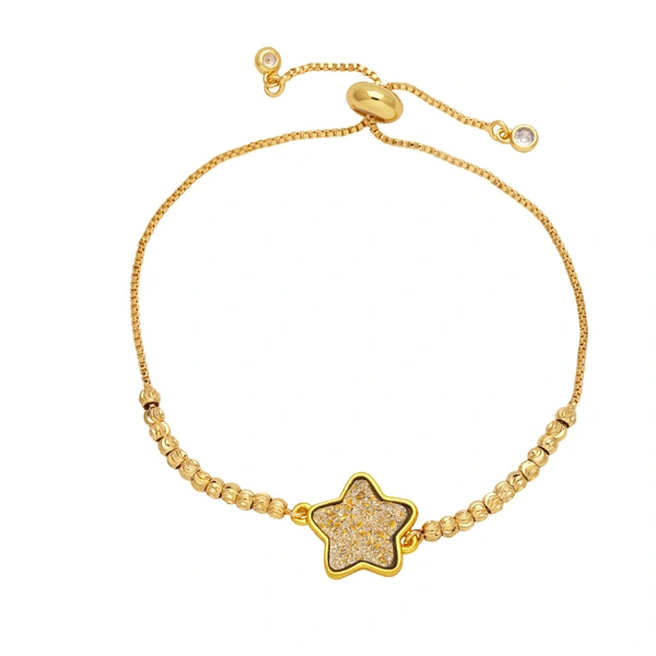 Hot selling bracelet women's style European and American simple five-pointed star gold-plated adjustable pull bracelet brc42