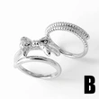 Clearance AS jewelry bow double ring gold-plated zircon open ring rik50