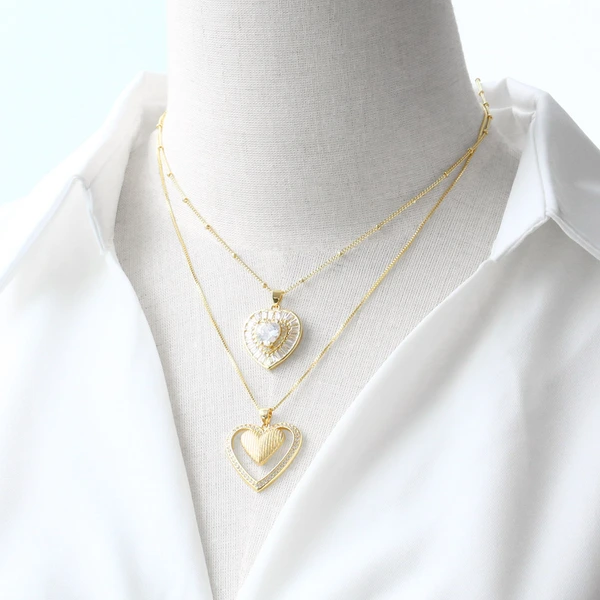 AS jewelry new hot selling full zircon gold-plated love heart pendant necklace nkb220 necklace