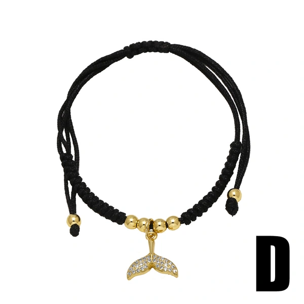 AS jewelry Europe and the United States hot selling turtle shell pendant bracelet female gold-plated adjustable black rope bracelet brg61