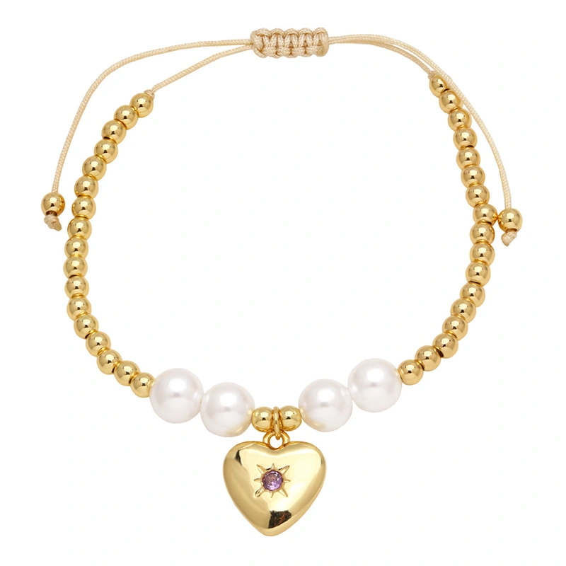 AS jewelry bracelet pearl heart bracelet female gold-plated colored zircon hand jewelry bre75
