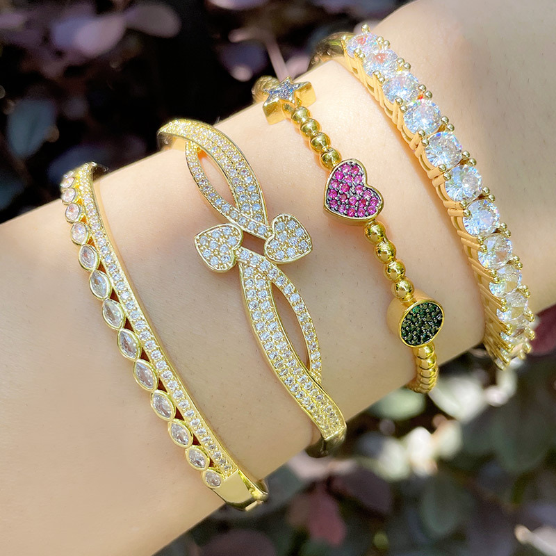 European and American fashion jewelry niche design simple fashion light luxury zircon open bracelet brd48