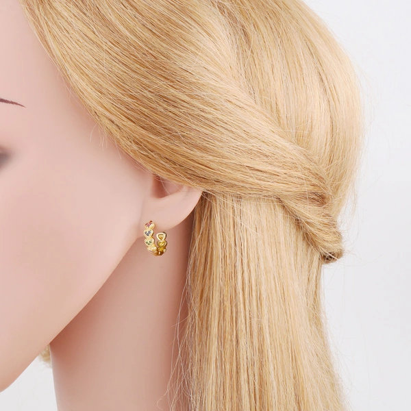 European and American simple fashion love earrings for women niche design colorful inlaid zircon earrings erq04