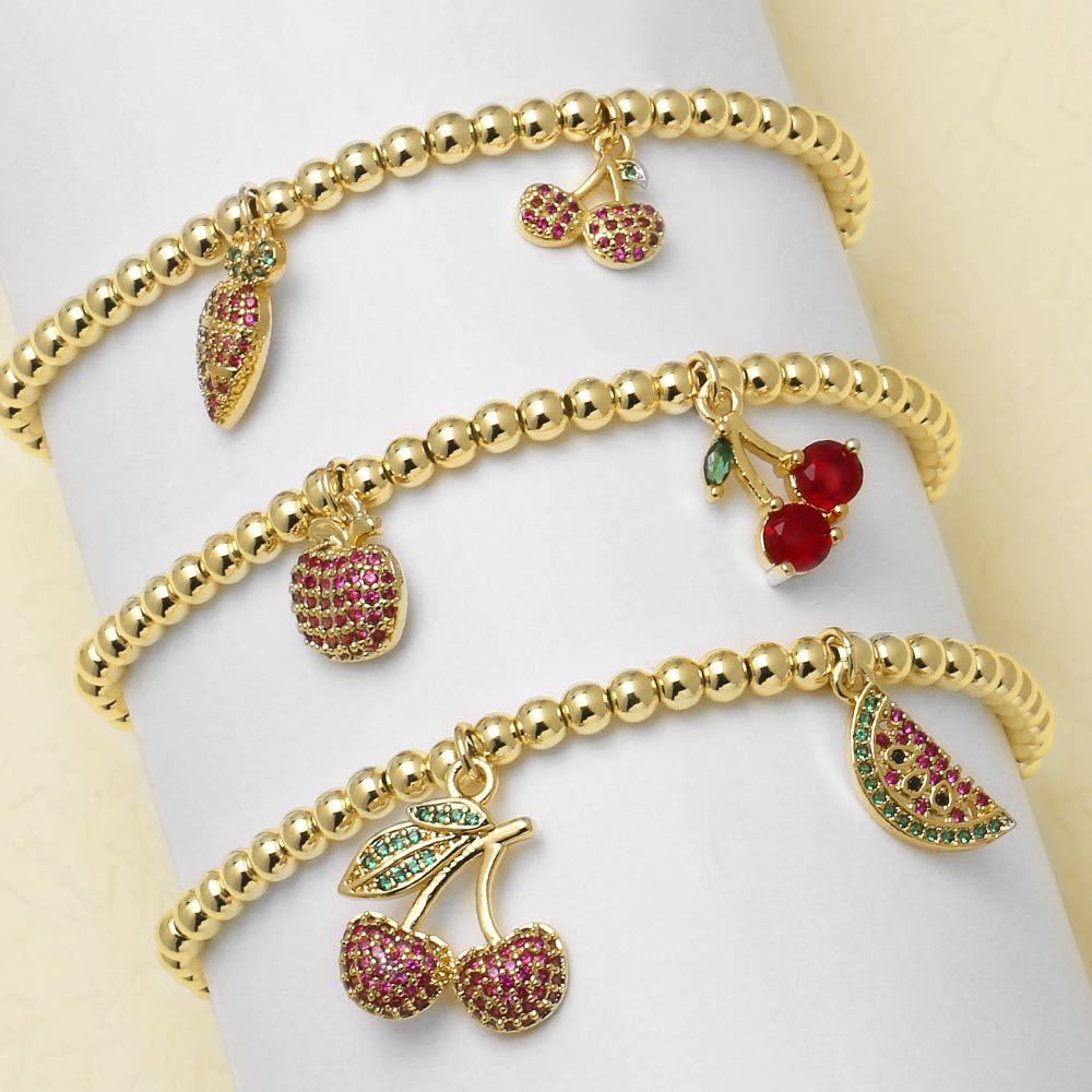 AS jewelry hot style fruit cherry watermelon full zircon pendant bracelet hand jewelry female brm97