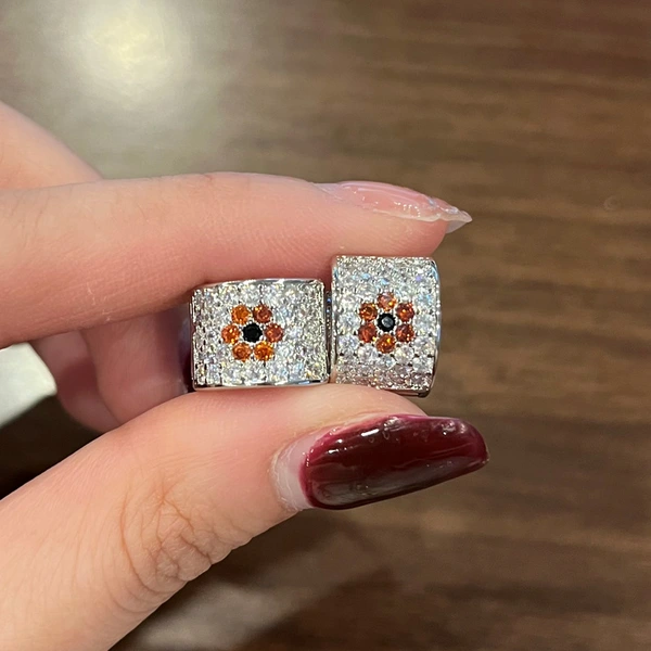 Korean style new flower earrings zircon earrings women's full diamond flower earrings popular jewelry