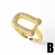 AS jewelry hot selling full zircon U-shaped love ring female gold-plated open ring rim98