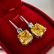 New European and American luxury ice flower yellow diamond earrings fashionable temperament versatile micro-inlaid zircon ear hooks
