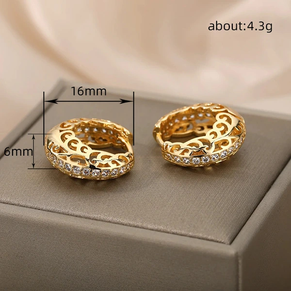 Hot-selling earrings in Europe and America, hollow design, floral micro-inlaid earrings, textured circle geometric earrings