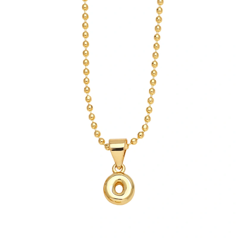 Hot sale 26 letters necklace female copper plated real gold polished letter pendant clavicle chain nkq67