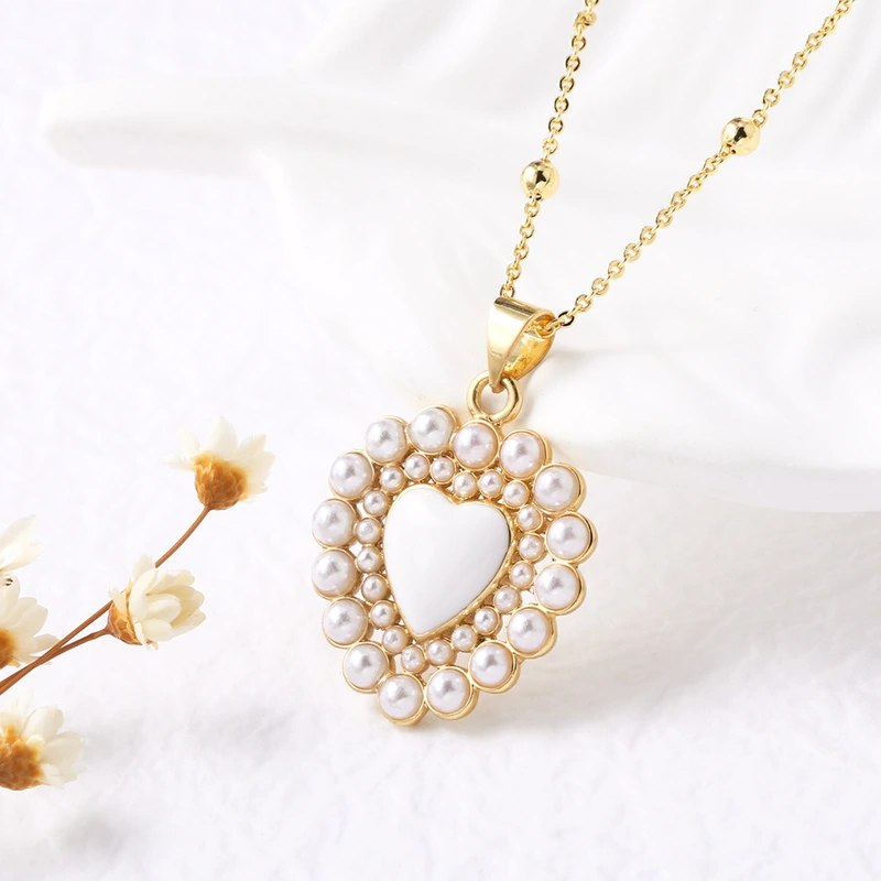 AS jewelry gold-plated pearl heart-shaped pendant necklace clavicle chain nkb482 necklace