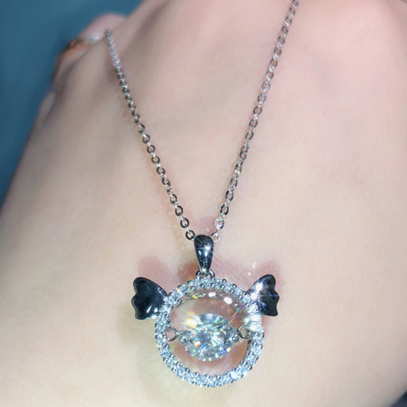 Korean version of the Angel Heartbeat Necklace Internet celebrity style wings beating heart short clavicle necklace