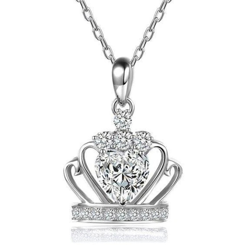 New fashion crown heart-shaped zircon necklace female Korean style personality pendant popular trend necklace