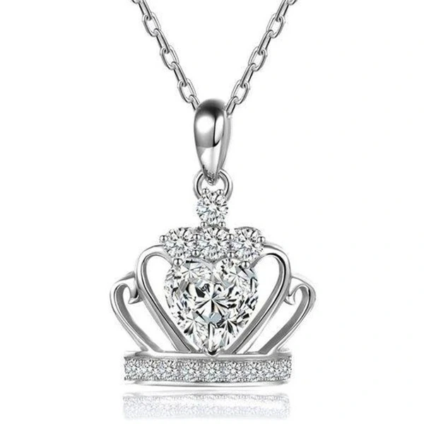 New fashion crown heart-shaped zircon necklace female Korean style personality pendant popular trend necklace