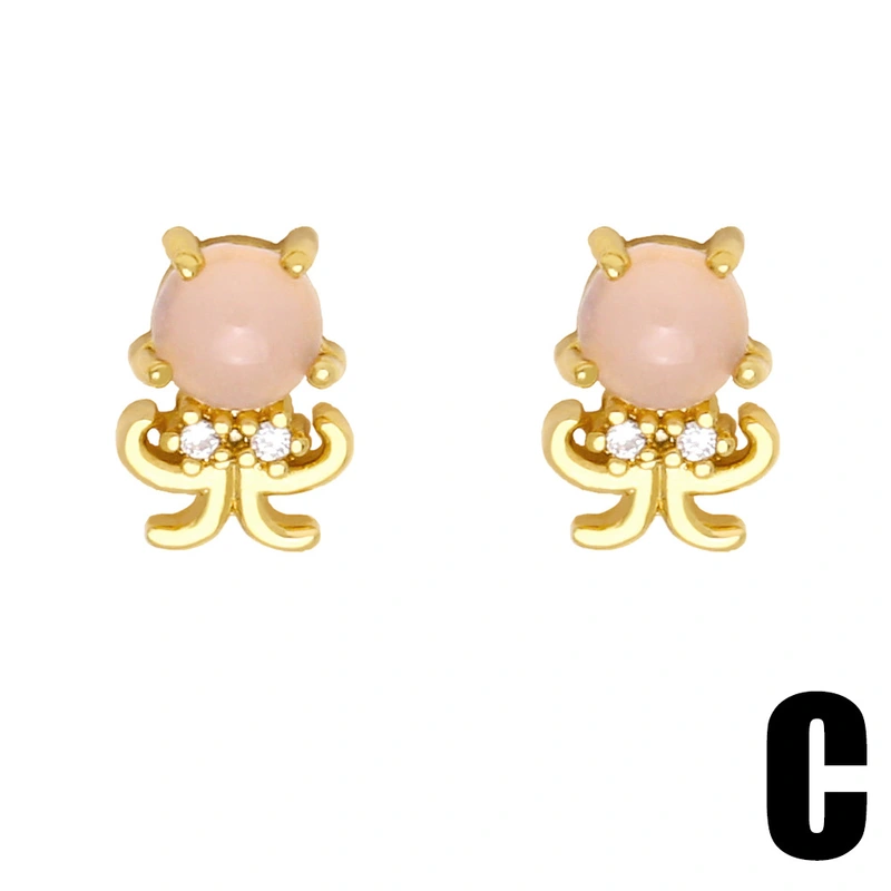European and American Internet celebrity small ocean style earrings cute diamond seahorse crab lobster jellyfish earrings female erz72